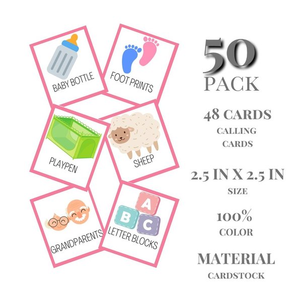 Baby Shower Games - 50 Boards Girl - Baby Gender Reveal Games - Party Favors - Picture 3 of 4